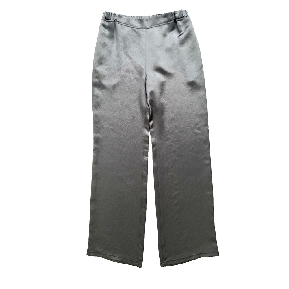 MaxMara Silver Wide-Leg Satin Trousers
